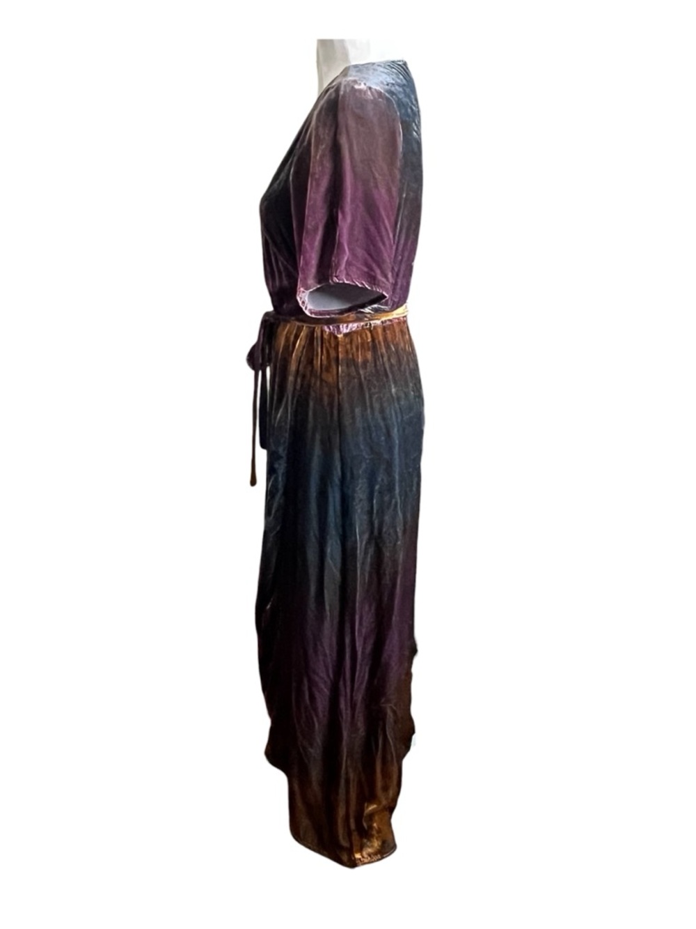 Johnny Was Ombre Cheetah Velvet Wrap Dress Women’s Small Boho Evening Glam - Picture 5 of 8